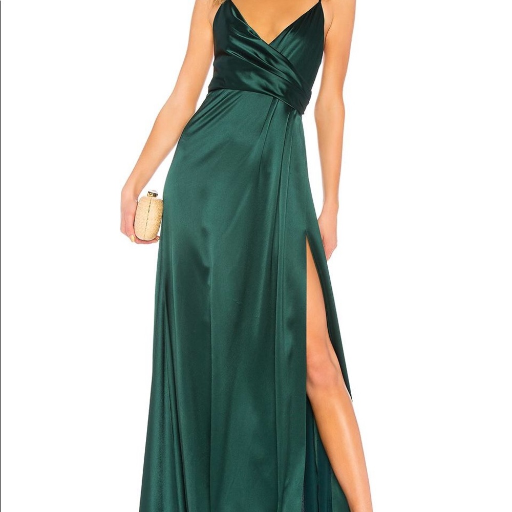 Jill Stuart Wrap Front Gown in Dark Green